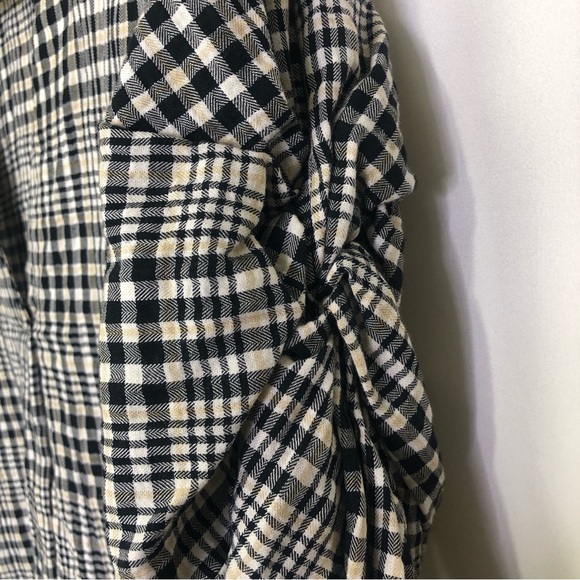 Zara Plaid Long Sleeve V-Neck Summer Tie Preppy Women’s Small School Business - Picture 3 of 7